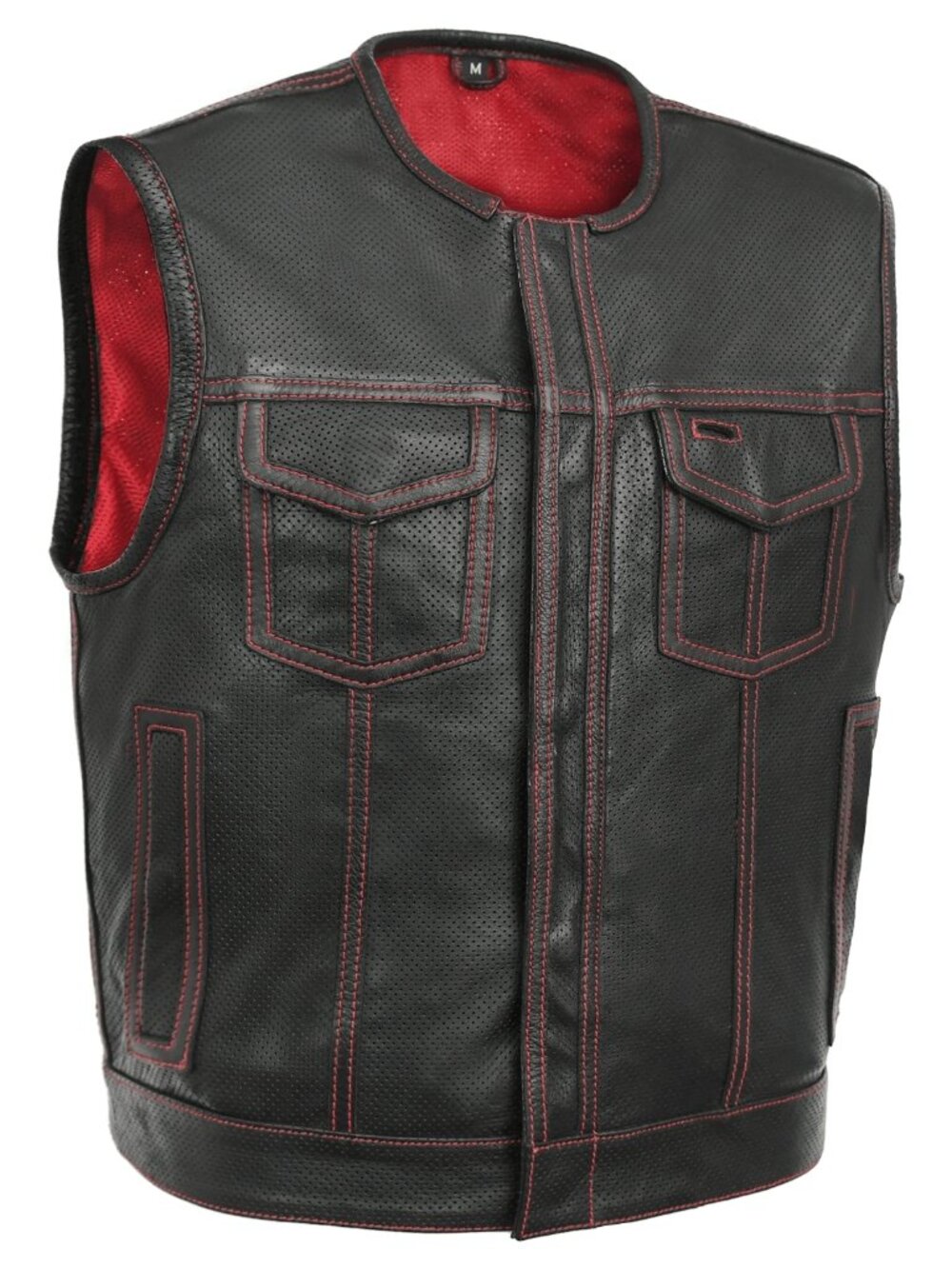 Hudson Rebel Men's Perforated Motorcycle Leather Vest